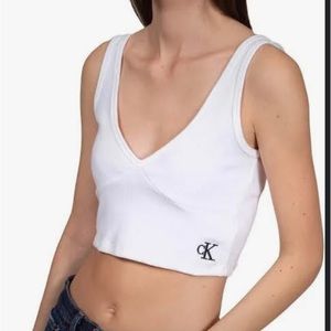 Calvin Klein white crop top,small